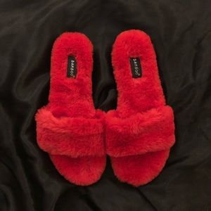 Red Fuzzy Slippers